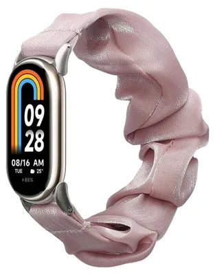 Produktbild von kwmobile Ersatz Armband kompatibel mit Xiaomi Mi Band 10 / Mi Band 9 / 8 - Smartwatch Scrunchie Haargummi Design Altrosa - Innenmaße 14 - 19 cm