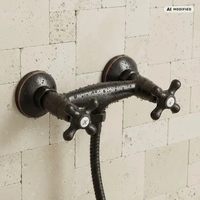 Produktbild von PaulGurkes schwarze Retro Duscharmatur OHNE Schlauch Aufputz