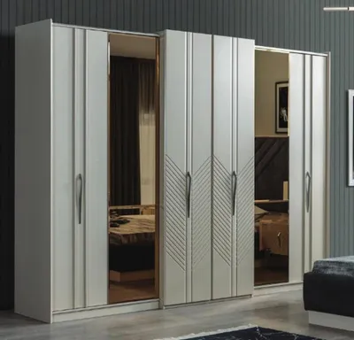 Immagine prodotto di Armadio moderno bianco Camera da letto Armadio in legno a 4 ante Nuovo