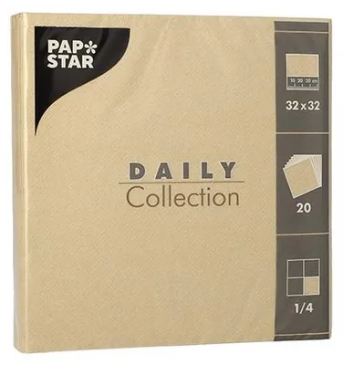 Produktbild von Servietten "DAILY Collection" 1/4-Falz 32 cm x 32 cm sand , 15 x 20 Stück