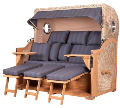 Produktbild von Strandkorb-Set - bene living - Königssee 3-Sitzer Teak - PE shell - Modell 582 - inkl. Liftersystem