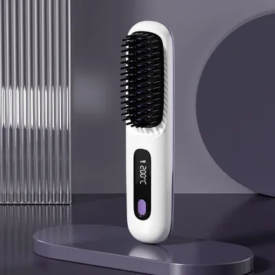 Obrázek produktu pro Keramická mini sada na úpravu kudrnatých vlasů – bezdrátová kulma – sada s negativními ionty – pro rovné vlasy – bílá