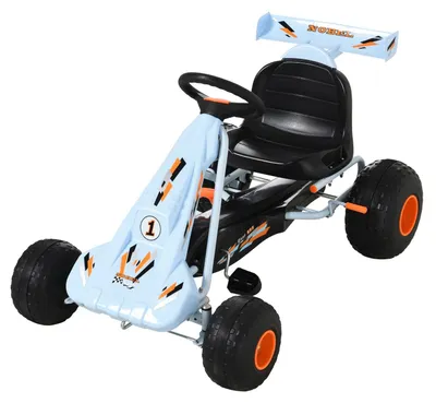 Produktbild von Pedal Gokart Pedalfahrzeug ab 3 Jahre mit verstellbarem Sitz, Stahl, Hellblau, 97x66x59cm