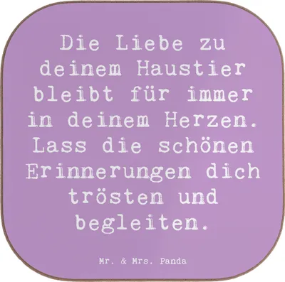 Produktbild von Mr. & Mrs. Panda Holzuntersetzer Spruch Trauerbewältigung Haustierverlust - Lavendeltraum - Geschenk, Vertrauem, Inspiration, dich trösten und begleiten, Zuversicht
