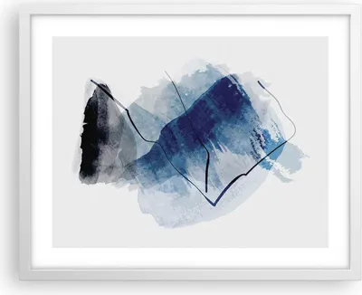 Produktbild von Gerahmtes Poster - Weißer Rahmen - Blau Schwarz Abstraktion - 50x40 cm - Wand Bild - Wanddeko - Wandbilder - Kunstposter - Wandposter - Bilderrahmen - Bilder - Kunstdruck - P2WAA50x40-5058