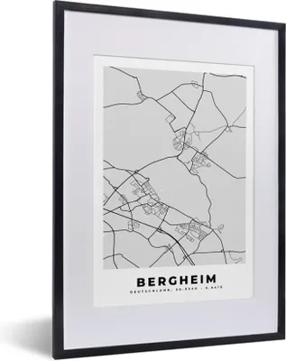 Produktbild von MuchoWow® Gerahmtes Poster Karte - Deutschland - Wetzlar - Stadtplan 30x40 cm - Poster mit Schwarzem Bilderrahmen Wandposter Rahmen Foto Bilder - Wandposter Schlafzimmer
