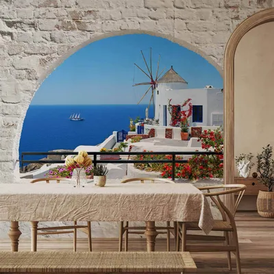 Produktbild von Vlies Fototapete - Summer in Santorini 250x175 cm Landschaften c-A-0098-a-b