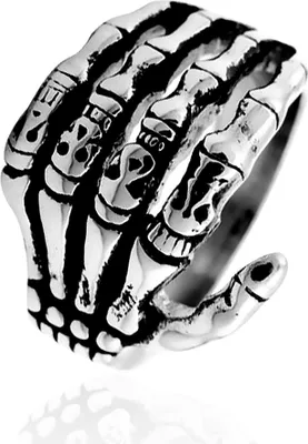 Produktbild von Totenkopf Ring Herren Edelstahl Biker Skull Skelett Knochen Hand Finger Gothic 59 - Ø 18,95 mm