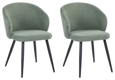 Zdjęcie produktu dla BELIANI Zestaw 2 krzeseł do jadalni jasnozielony tapicerowane z metalową konstrukcją retro design bez podłokietników