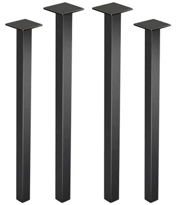 Zdjęcie produktu dla Zestaw 4 nóg do stołu – metalowe nóżki meblowe – profil kwadratowy 40 x 40 mm – wysokość 90 cm – do stołów i ławek – kolor czarny