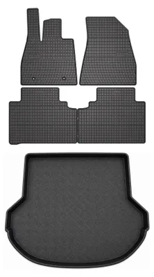 Image de Tapis en caoutchouc + bac de coffre pour BYD Seal 2025- (plancher réglable, position haute) – 5 pièces, noirs, sur mesure