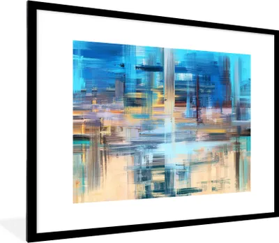 Produktbild von MuchoWow® Gerahmtes Poster Ölfarbe - Abstrakt - Malerei 80x60 cm - Poster mit Schwarzem Bilderrahmen Wandposter Rahmen Foto Bilder - Schlafzimmer-Dekorationen - Fotoposter