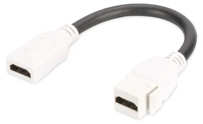 Produktbild von Digitus HDMI 2.0 Keystone Modul mit 12 cm Zuleitung (Buchse/Buchse), Flach, Weiß, HDMI, HDMI, Buchse, Buchse