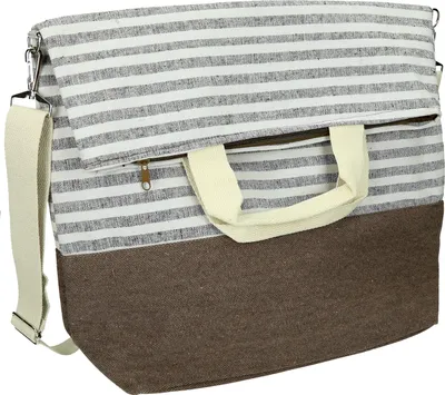 Betz Strandtasche Umhängetasche Freizeittasche Handtasche Einkaufstasche  STREIFEN Größe: 52x38 cm Farbe - braun