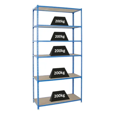 Produktbild von PROREGAL Schwerlastregal GIANT MULI | HxBxT 250x110x40cm | 6 Fachböden | Fachlast 200kg | Blau | Lagerregal Kellerregal Werkstattregal Metallregal Fachbodenregal Steckregal