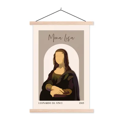 Produktbild von MuchoWow® Textilposter Pastell - Mona Lisa - Braun - Alte Meister 40x60 cm mit holzfarbenen Rahmen - Poster