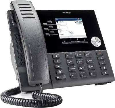 Produktbild von Mitel MiVoice 6920, Schwarz, Kabelgebundenes Mobilteil, LCD, 320 x 240 Pixel, 8,89 cm (3.5 Zoll), Gigabit Ethernet