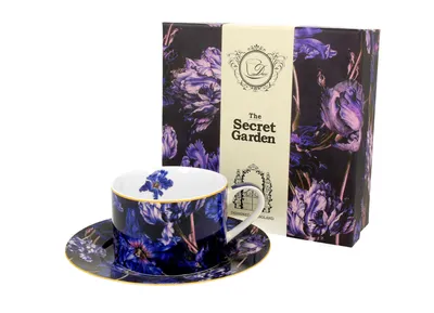 Produktbild von Tasse mit Untertasse "Violet Tulips", ca. 240 ml