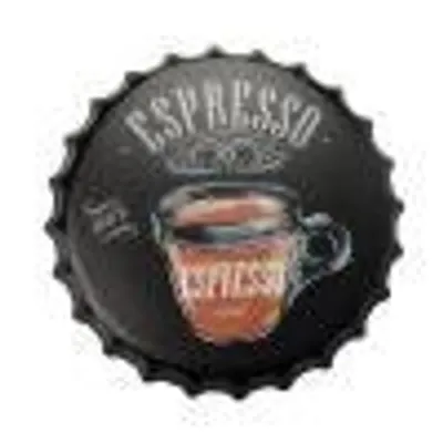Produktbild von Bierdeckel Espresso Coffee - Mancave Bierdeckel - Metall Dekoration - Kronkorken Bierdeckel - Wandschild Metall - Bierdeckel Zubehör - Coffee.
