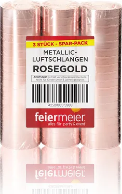 Produktbild von Luftschlangen "Metallic" 4m / 3 Rollen | Roségold