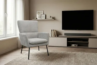 Produktbild von Moderner Sessel Breeze weiß Polstersessel mit Metallbeinen für Wohnzimmer & Schlafzimmer