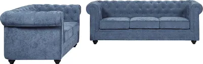 Produktbild von Sofa 3-Sitzer & 2-Sitzer - Stoff - Blau - CHESTERFIELD