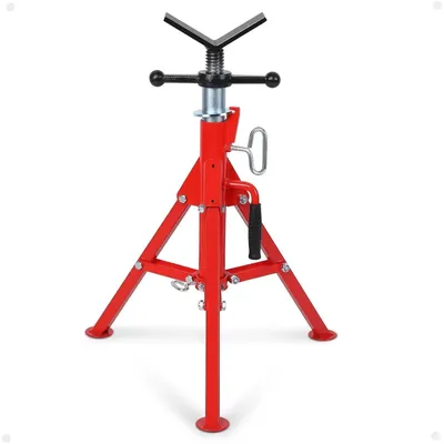 Image de Rohrbock - Support pliable en forme de V, portable - Hauteur réglable de 71 à 132 cm - Capacité de charge de 1100 kg - Adapté aux véhicules et à la construction - Rouge