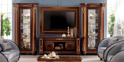Productafbeelding van Wohnwand Vitrine rtv Sideboard Schrank Wand Rokoko Design Barock arredoclassic™