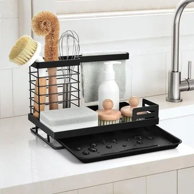 Productafbeelding van Famanu Spoelbakorganizer, roestvrij staal, afneembare houder - keukenaccessoires