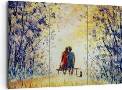 Produktbild von Bild auf Leinwand - Leinwandbild - 3 Teile - Liebhaber auf Bank - 165x110cm - Wand Bild - Wanddeko - Wandbilder - Leinwanddruck - Bilder - Wanddekoration - Leinwand bilder - Wandbild - CE165x110-4578