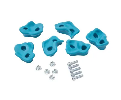 Image de TRIBECCO Lot de 5 prises d'escalade avec fixation - pour murs d'escalade intérieurs et extérieurs (turquoise)