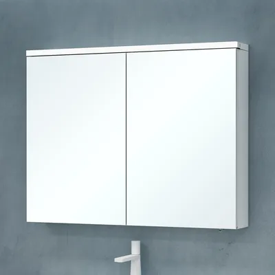 Produktbild von doporro Spiegelschrank Wandspiegel mit LED-Beleuchtung BxTxH 90x15x70 cm Hängeschrank für Badezimmer Matt Weiß Spiegelschrank03