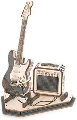 Immagine prodotto di Puzzle 3D in legno: kit di montaggio di una chitarra per adulti e ragazzi dai 14 anni in su - 140 pezzi - Strumento musicale fai da te - Regalo di compleanno creativo