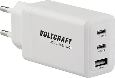 Produktbild von VOLTCRAFT UC-2C1A65W01 USB-Ladegerät 65 W Steckdose, Innenbereich Ausgangsstrom (max.) 3.25 A USB-C®, USB-A Anzahl Ausg