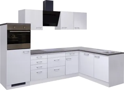Produktbild von Winkelküche mit E-Geräten & Geschirrspüler - 280 cm breit - Weiß – Toska