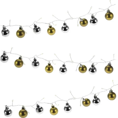 Produktbild von com-four® LED Lichterkette mit Weihnachtskugeln und Timer - beleuchtete Kugelgirlande für eine stimmungsvolle Weihnachtsdekoration - Weihnachtsdeko für Christbaum