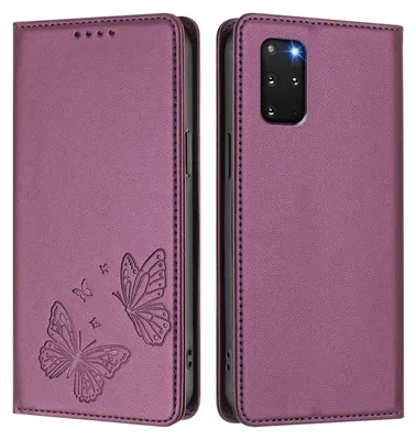 Image de Étui en cuir pour Samsung Galaxy S20+ 5G, motif papillon, étui portefeuille à rabat avec support, violet
