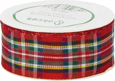 Image de STOFFBAND ruban de décoration rubans en tissu ruban cadeau rouge-marine-bleu-vert à carreaux 25mm/10m