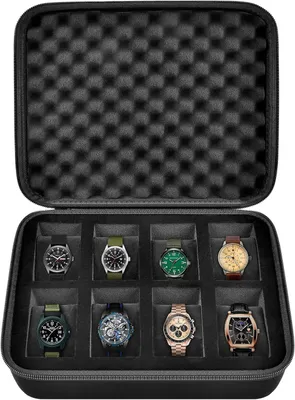 Immagine prodotto di Custodia per orologi, adatta a 8 orologi, con esterno rigido in EVA, colore nero