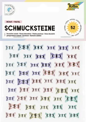 Produktbild von folia Schmucksteine BOWS PASTEL selbstklebend 52 Stück auf 1 Blatt