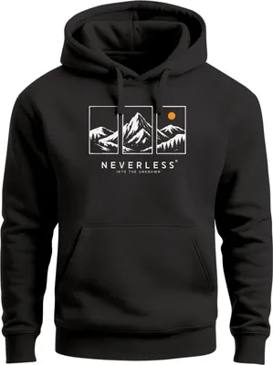 Produktbild von Hoodie Herren Print Aufdruck Tryptichon Berge Wandern Natur Design Kapuzen-Pullover Männer Fashion Streetstyle Neverless®