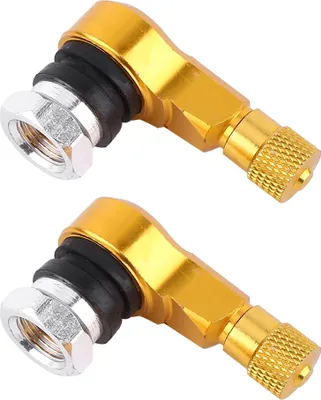 Image de 2pcs 11,3 mm Universel Moto Roues en aluminium Tiges de valve de pneu 90 degrés Golden