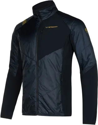 Schwarze Insulationsjacke "Ascent Primaloft Jkt M" von La Sportiva; mit hohem Kragen und sportlichem Schnitt.