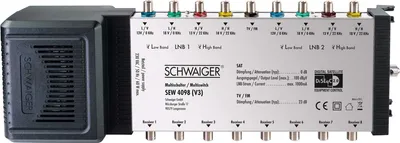 Produktbild von Schwaiger SEW4098531, 9 Eingänge, 8 Ausgänge, 950 - 2150 MHz, 47 - 862 MHz, F, 100 dBμV