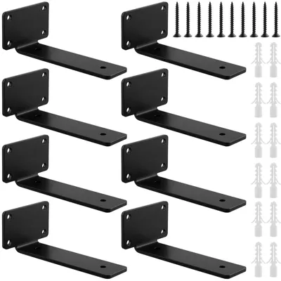 Image de Solidchoice - Ensemble de 8 supports muraux noirs pour étagères