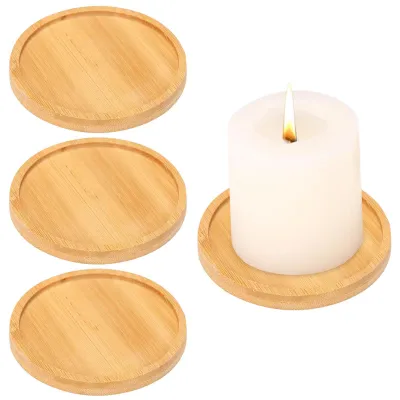 Productafbeelding van Kerstonderzetters - 4 stuks - Rond - Ø 9 cm - Houten onderzetters
