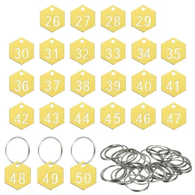 Produktbild von 25 Stück Nummernlabels 26-50 - Edelstahl Schlüsselanhänger zur Organisation