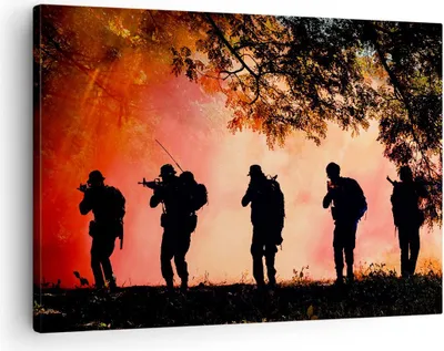 Produktbild von Bild auf Leinwand - Leinwandbild - Soldat Gewehr - 70x50cm - Wand Bild - Wanddeko - Wandbilder - Leinwanddruck - Bilder - Kunstdruck - Wanddekoration - Leinwand bilder - Wandkunst - AA70x50-3977