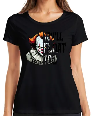 Obrázek produktu pro Pennywise Hororový klaun Scary Halloween Retro Vintage Scary dámské tričko, černá, XXL