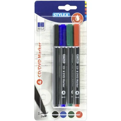 Produktbild von Stylex 43465, 4 Stück(e), Schwarz, Blau, Grün, Rot, Schwarz, Rund, Sichtverpackung